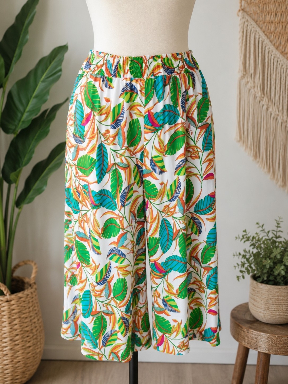 Rose + Olive Tropical Wide Leg Pants | 2X | Farm Rio Inspired Resort Print